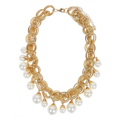 Gold-Polished Alloy Pearl Statement Necklace - The Pari