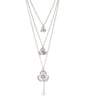 Silver-Plated Alloy Long Three Chain Flower Necklace - The Pari