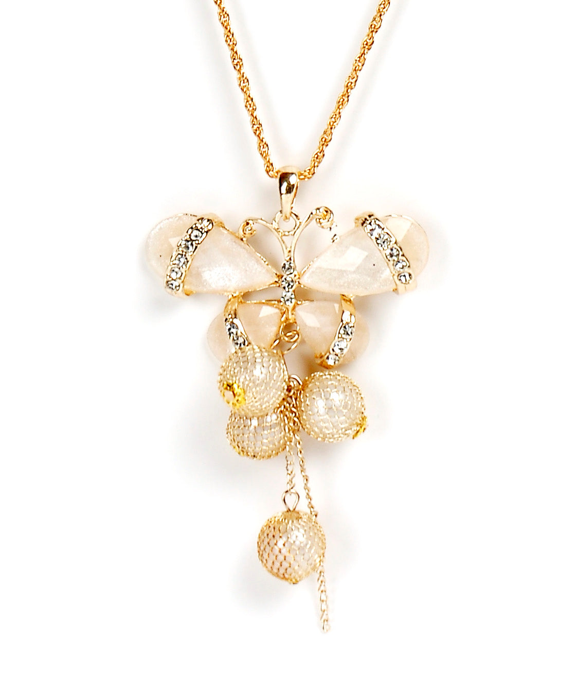 Gold-Polished Alloy Long Chain Butterfly Necklace - The Pari