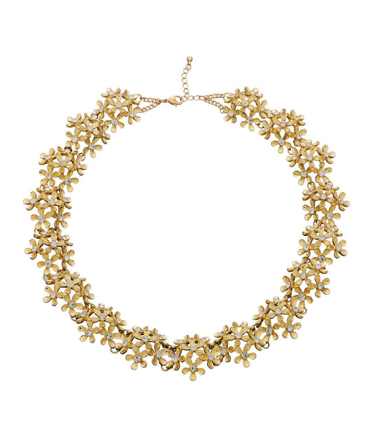 Gold-Polished Alloy Designer Flower Choker Necklace - The Pari