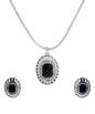 Silver-Plated Alloy Black Stone Pendant Necklace - The Pari