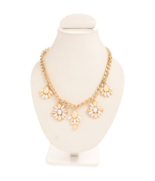 Gold-Polished Alloy White Yellow Flower Necklace - The Pari