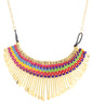 Gold-Polished Alloy Multi Colour Tribal Statement Necklace - The Pari