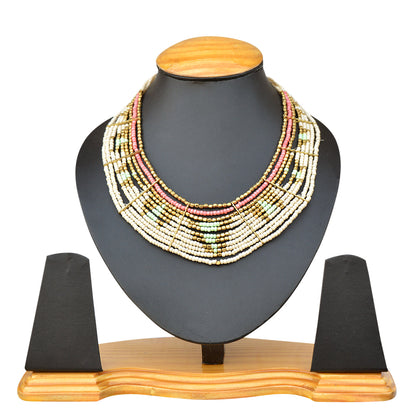 Gold-Polished Alloy Beaded Designer Choker Necklace - The Pari
