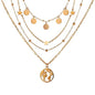 Gold-Polished Alloy Tripple Layer Earth Charm Necklace - The Pari