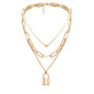 Gold-Polished Alloy Lock & Heart Multiple Chain Necklace - The Pari