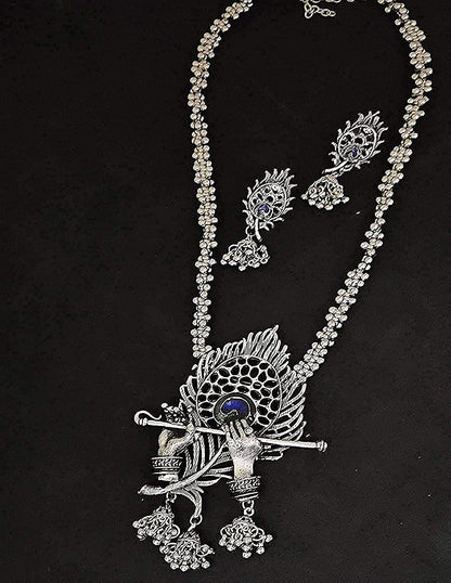 Rhodium-Plated Alloy Krishna Silver Necklace - The Pari