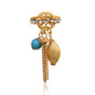 Gold-Polished Alloy Blue Charms Ring - The Pari