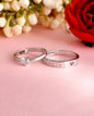 VOJ Stainless Steel Cubic Zirconia Silver Plated Adjustable Ring Set for Couple