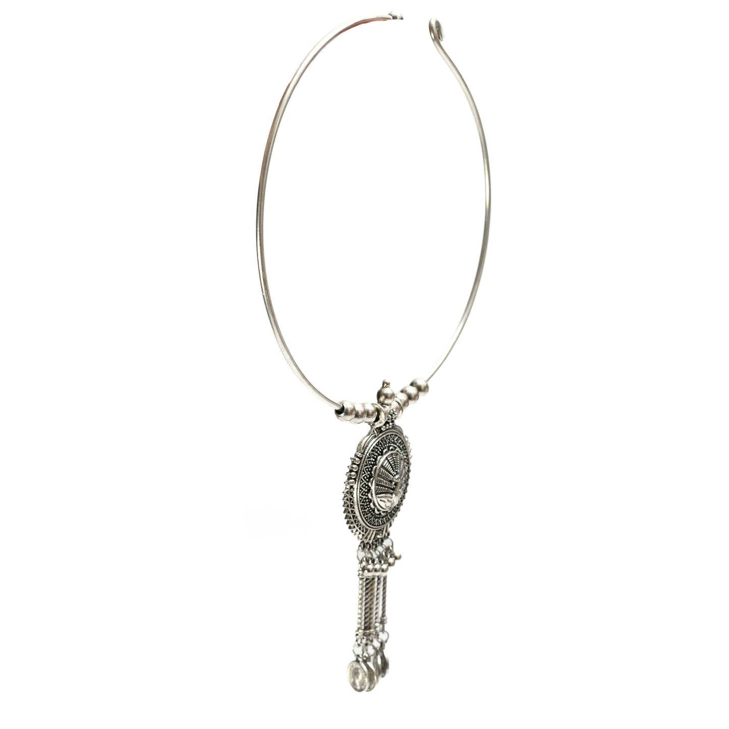 Mominos Fashion Johar Kamal Oxidised Silver-Plated Hasli Design Necklace Choker For Women