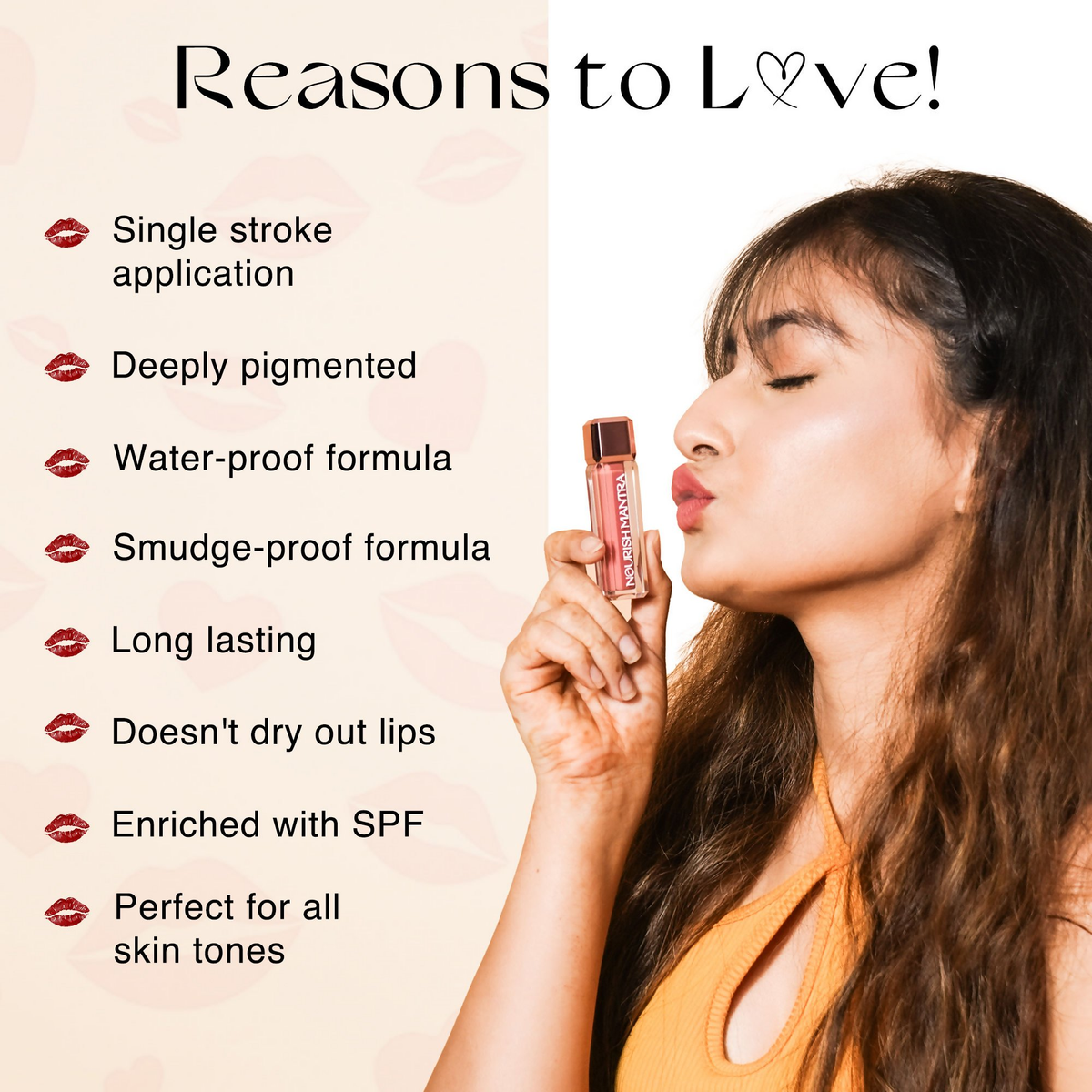 Nourish Mantra Liquid Lipstick Creamy Matte with SPF/ Water Proof, Smudge Proof Shade Masoom Pink-Ishq Vala Red