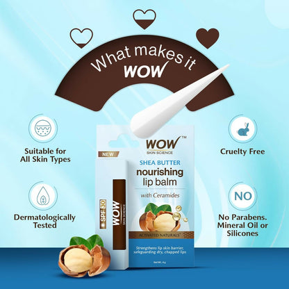 WOW Skin Science Shea Butter Nourishing Lip Balm SPF 30 with Ceramides