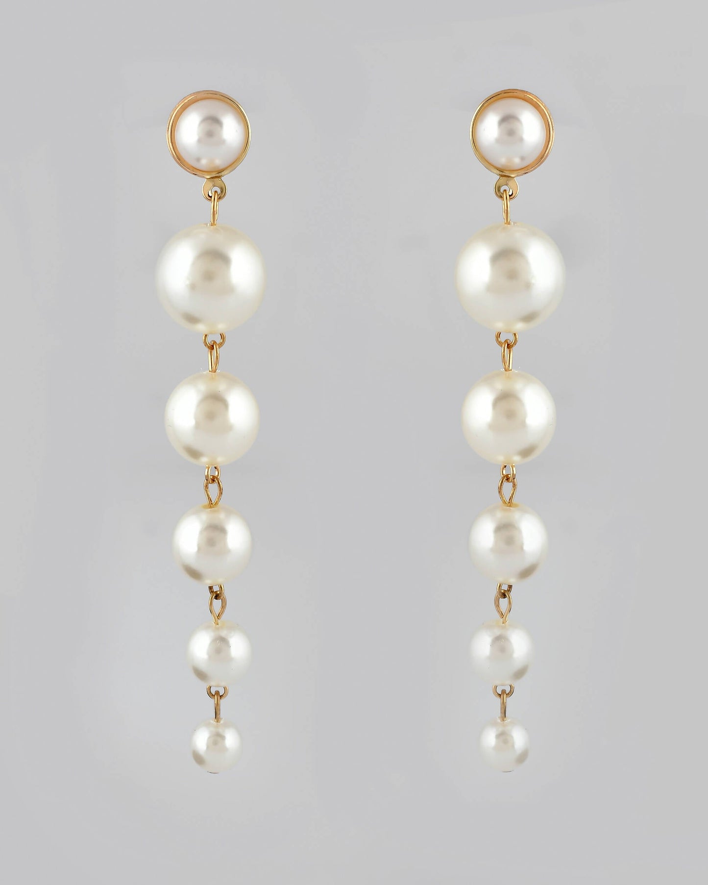 VOJ Women Gold Tone Pearl Stainless Steel Drops & Danglers Earrings