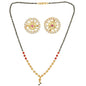 AanyaCentric Gold-Polished Short Mangalsutra Set with Earrings