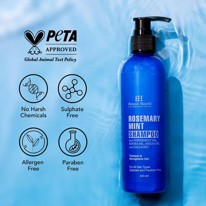 Botanic Hearth Rosemary Mint Shampoo with Peppermint Oil, Jojoba Oil & Collagen