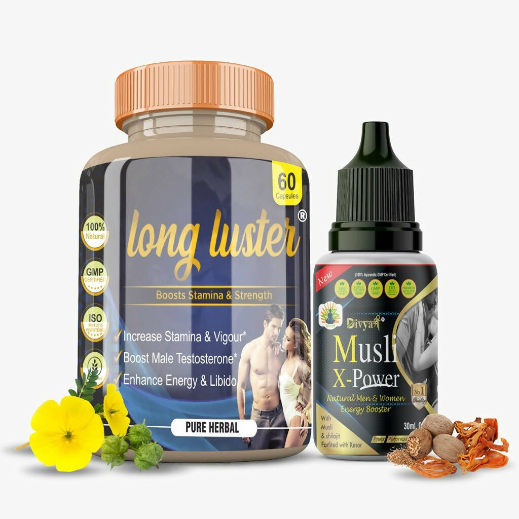 Divya Shree Long Luster Capsule & Musli X-Power Oil Combo