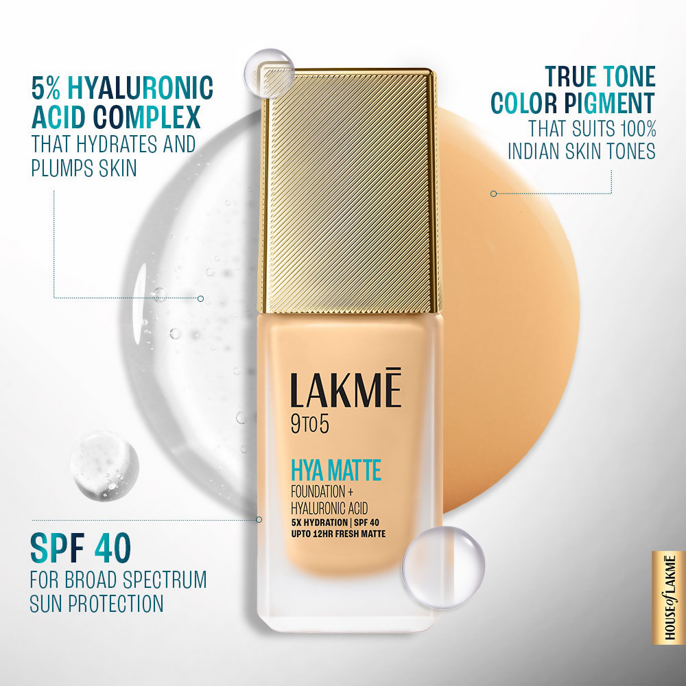 Lakme 9to5 Hya Matte Foundation + Hyaluronic Acid - Warm Light
