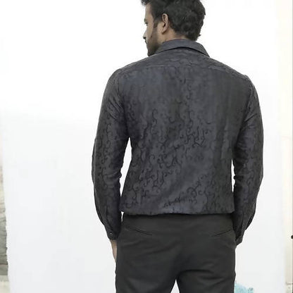 Diva Globe Black Lapel Collar Shirt