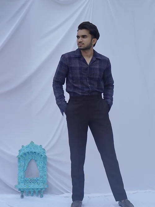 Diva Globe Ckeckard Blue Cotton Shirt