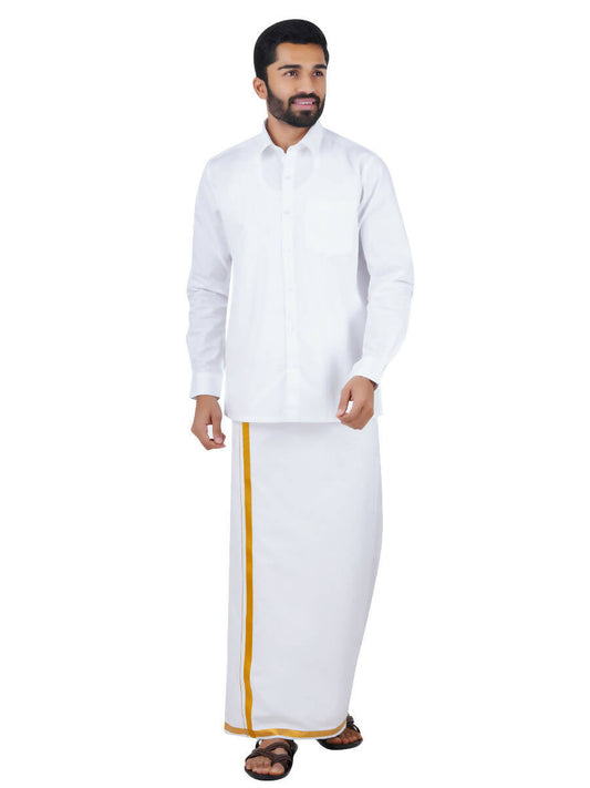 Ramraj Cotton Mens Full Sleeve White Shirt Plus Size - Royal Cotton