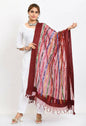 Mominos Fashion Moeza Women's Orgenza Multi Thread Mirror Work Maroon Dupatta