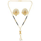 AanyaCentric Gold-Polished Short Mangalsutra Set with Earrings