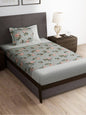 Story@home Arena Grey & Pink Floral Printed 180 TC Bedsheet & Pillow Covers