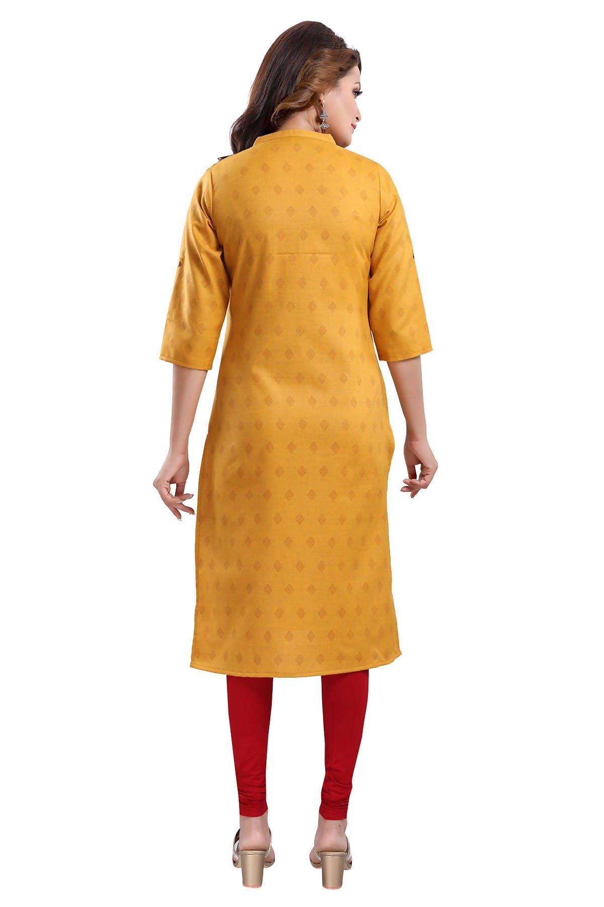 Snehal Creations Mustard Casual Cotton Printed Ladies Kurti
