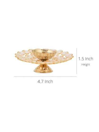 CraftVatika Gold-Toned Crystal Akhand Diya Oil Puja Lamp