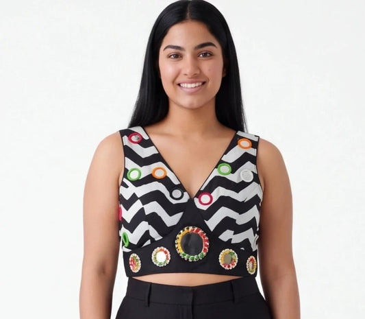 Cotton blouse : black and white
