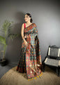 Joban Fashion Dark Green Banarasi Soft Silk Woven Saree