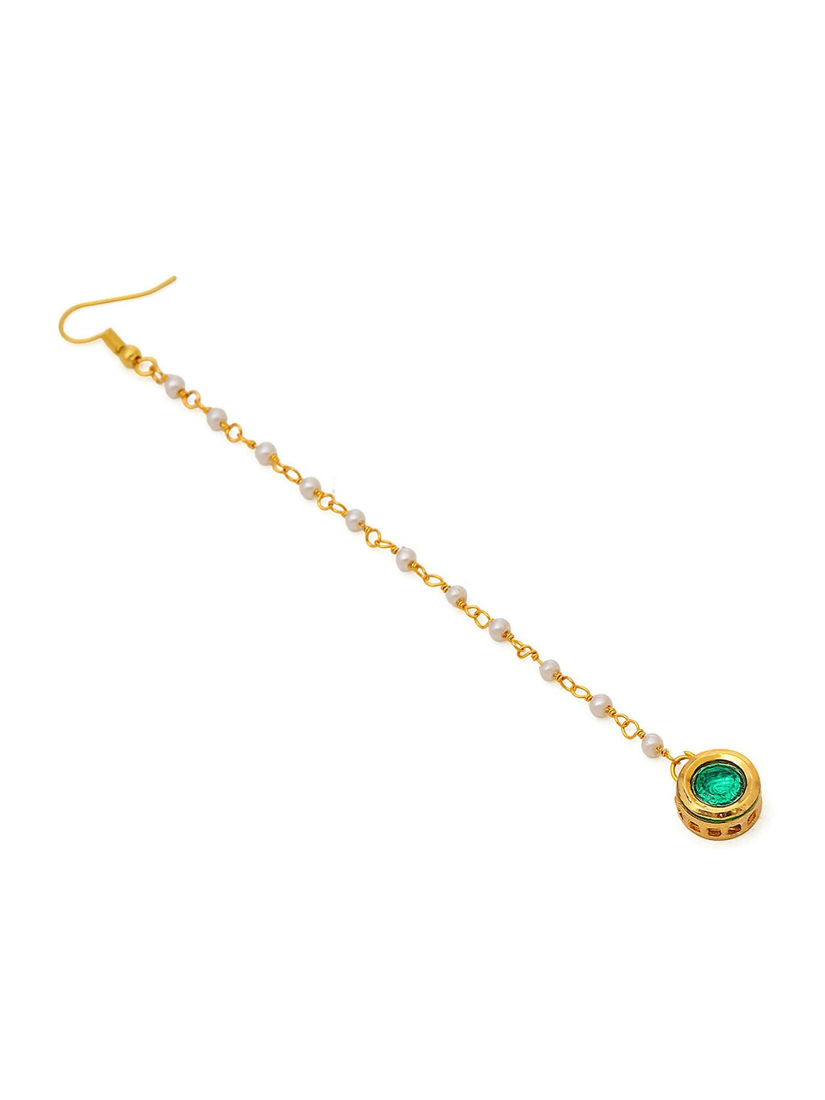 Ruby Raang Green Meenakari Kundan Maang Tikka