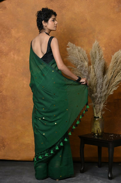 Very Much Indian Pure Mul Cotton Handloom Saree - Green