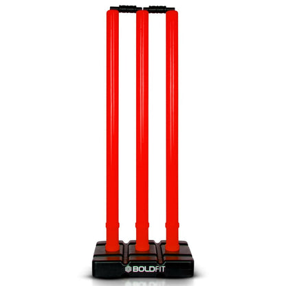 Boldfit Cricket Stumps with Stand & Bails - Red