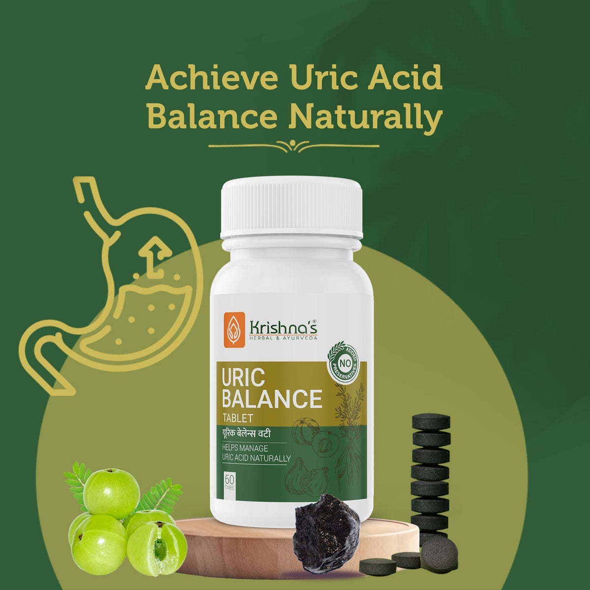 Krishna'S Herbal & Ayurveda Uric Balance Tablets