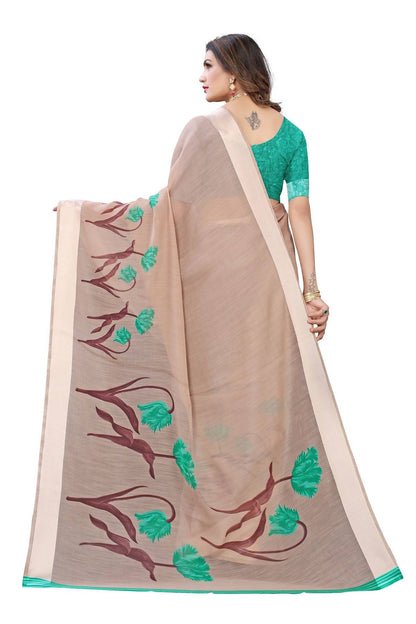 Vamika Brown Linen Satin Patta Saree (VANI CHIKU)