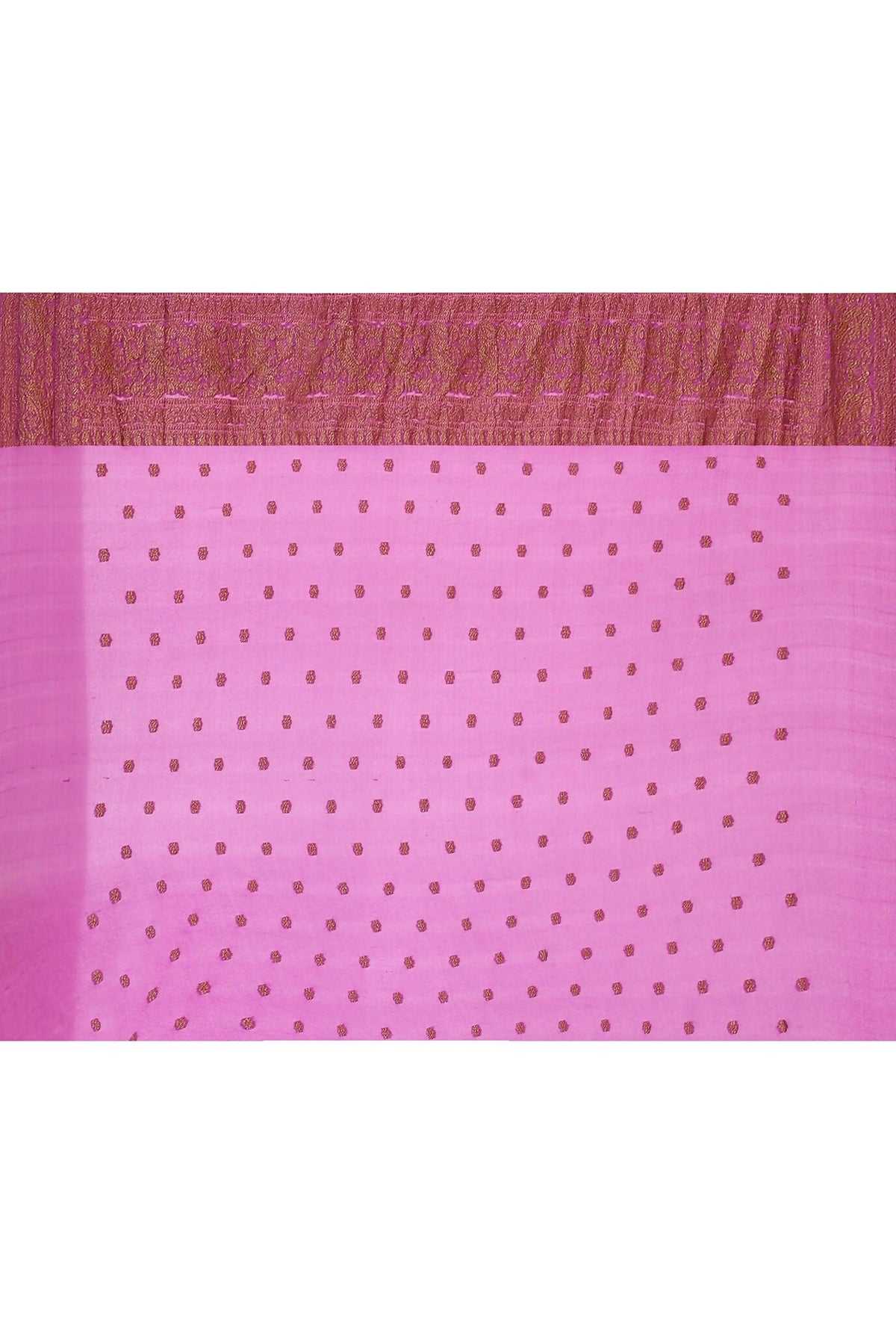 Joban Fashion Hot Pink Crepe Chiffon Pure Handloom Banarasi Silk Saree