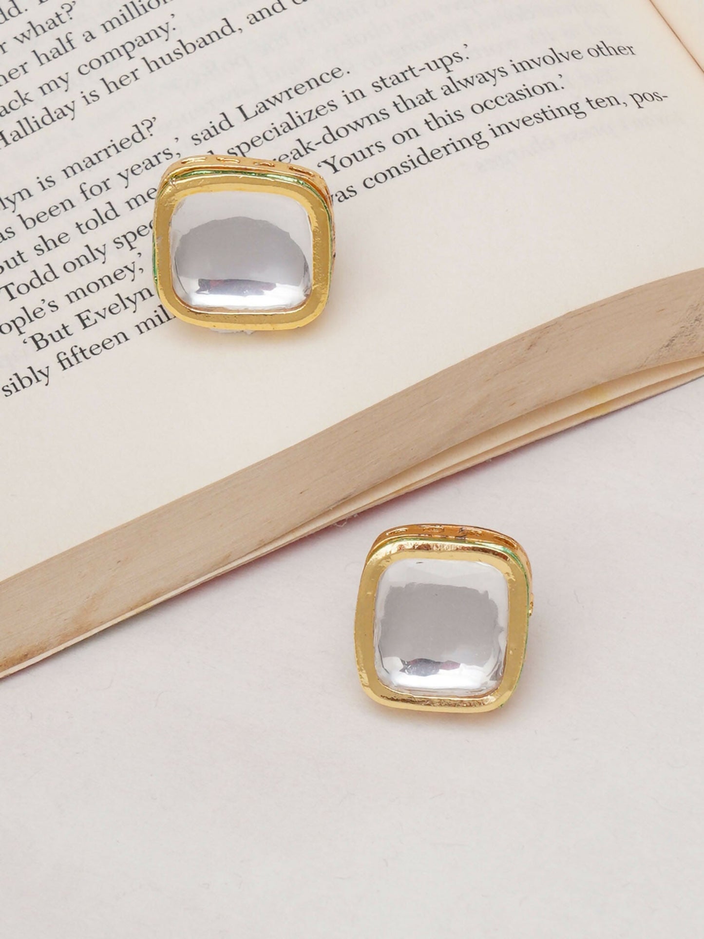Kundan Studs (Gold) - Ruby Raang