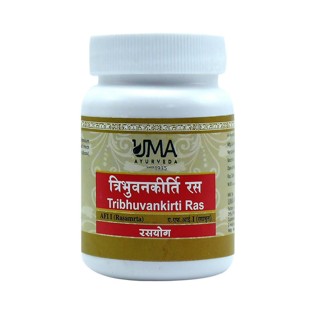 Uma Ayurveda Tribhuvan kirti Ras Tablets
