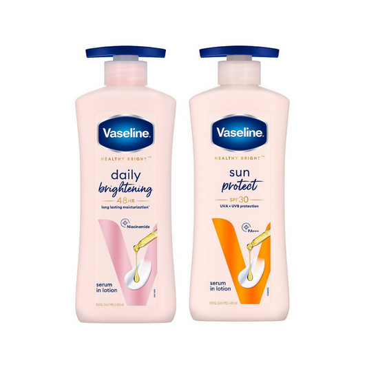 Vaseline Healthy Bright Daily Brightening Body Lotion & Sun Protect SPF 30 Body Lotion Combo
