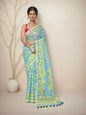 Joban Fashion Sky Blue Cotton Blend Jamdani Saree