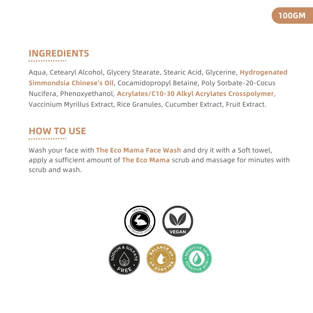 The Eco Mama Rice Granules With Cucumber Face Scrub