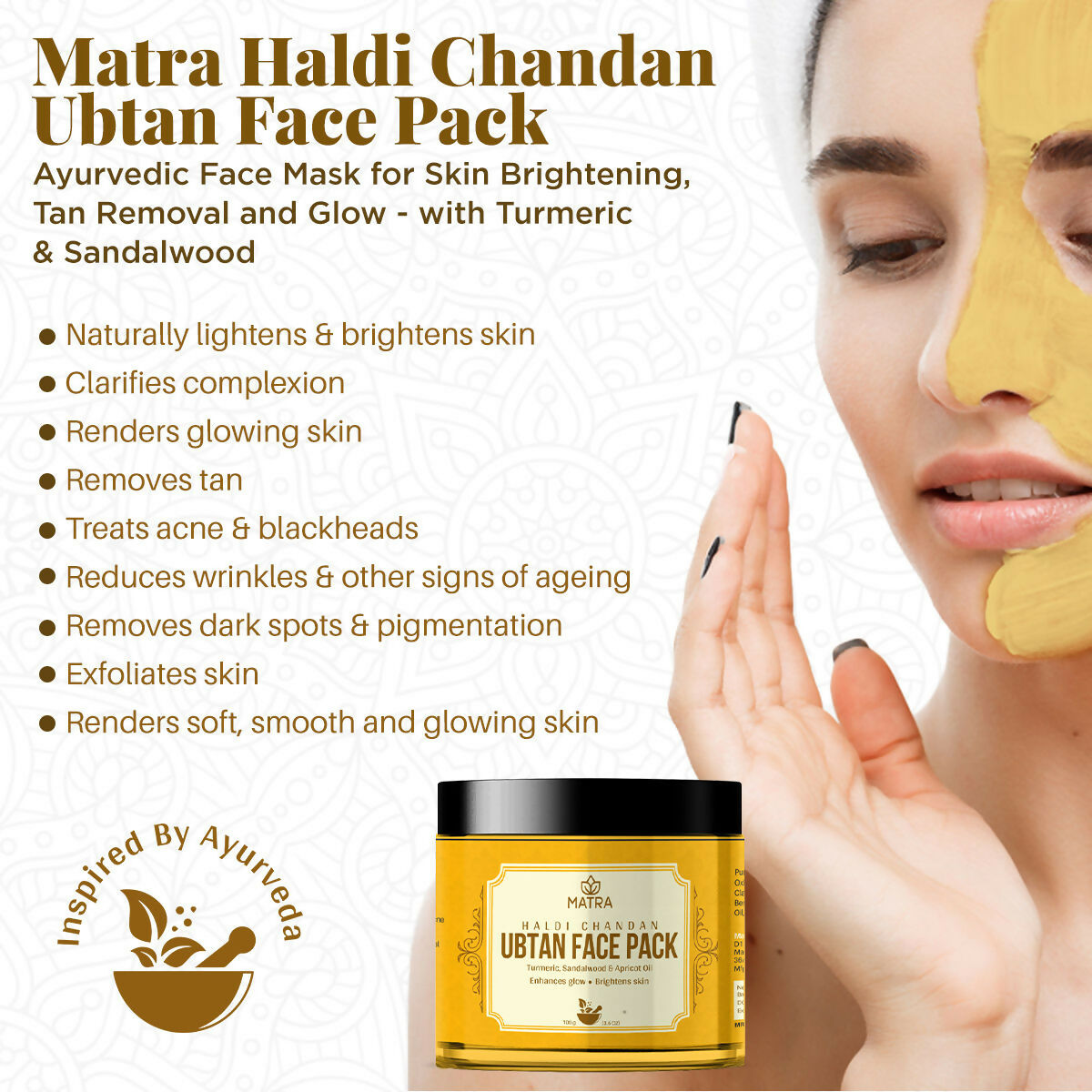 Matra Haldi Chandan Ubtan Face Pack To Enhance Glow & Brighten Skin