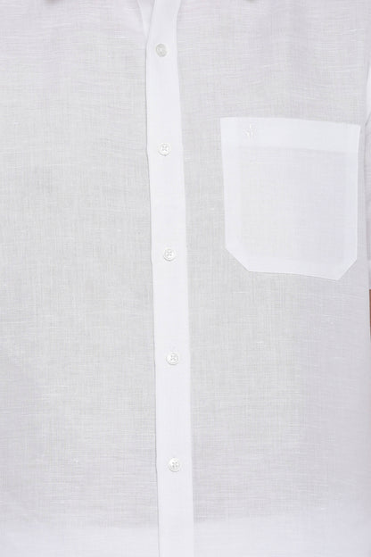 Ramraj Cotton Mens Cotton Linen Half Sleeve White Shirt