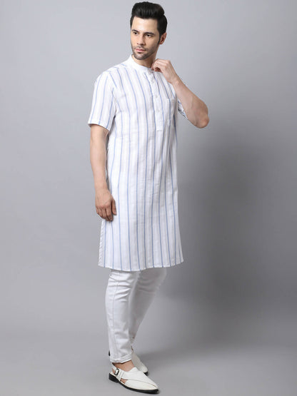 Even Apparels Beige Pure Cotton Men's Kurta With Band Collar