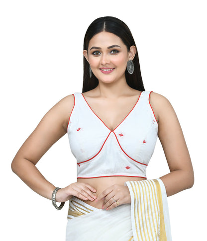 Joban Fashion Women's White Embroidered Stitched Blouse