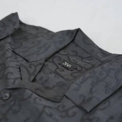Diva Globe Black Lapel Collar Shirt