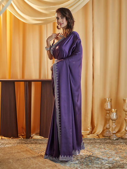 kasee Beads and Stones Satin Saree