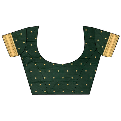 Joban Fashion Dark Green Banarasi Soft Silk Woven Saree