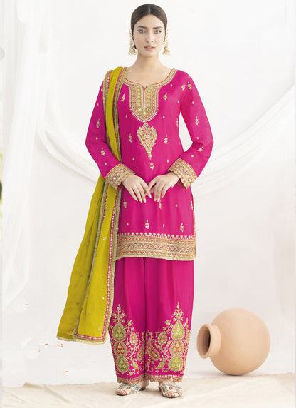 Vegaa Fashion Pink Chinon Silk Embroidered Designer Salwar Suit